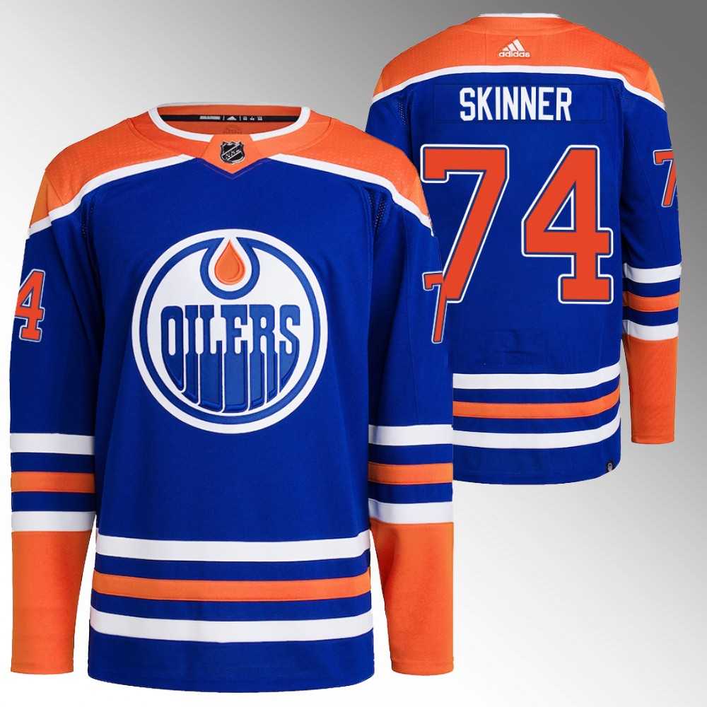 Mens Edmonton Oilers #74 Stuart Skinner Royal Stitched Jersey Dzhi->->NHL Jersey